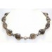 Women's Necklace 925 Sterling Silver beads brown smoky quartz stone P 412